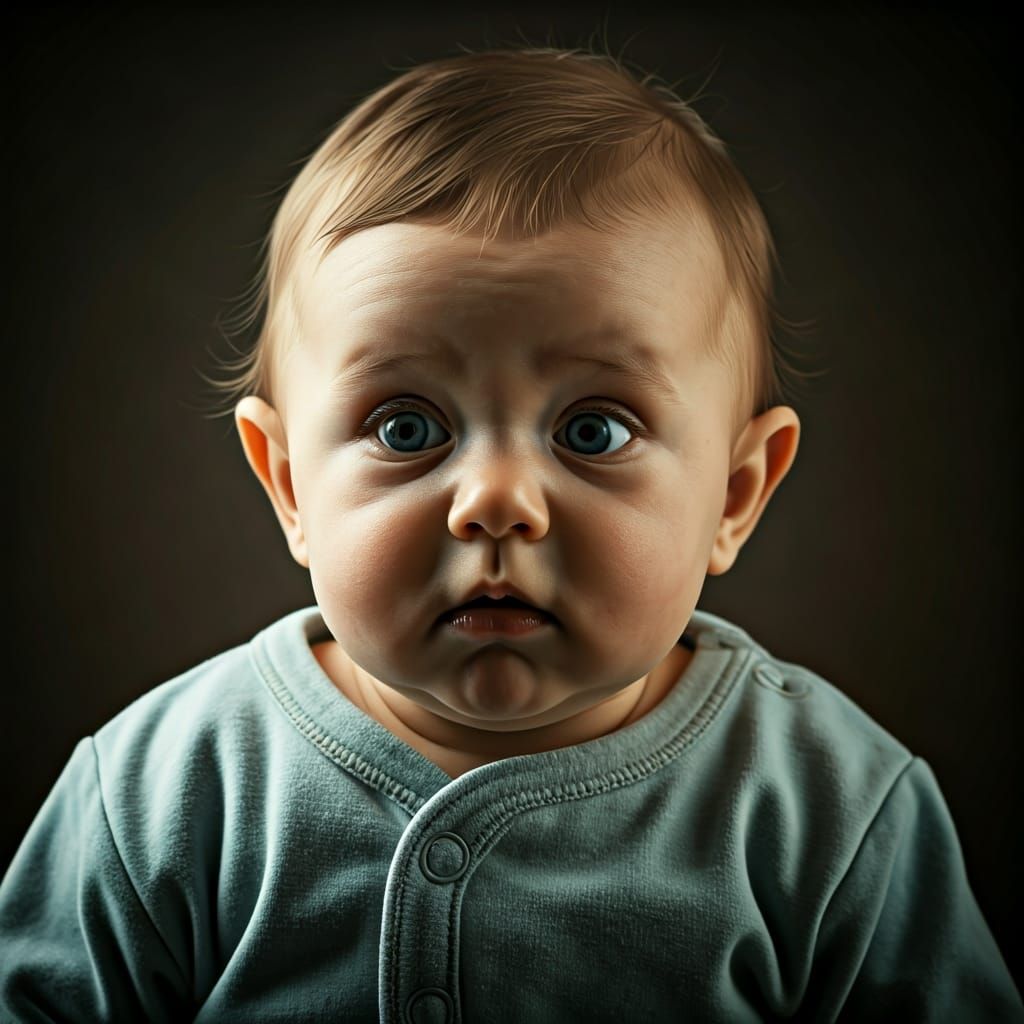 Adorable Baby Portrait with Mixed Emotions