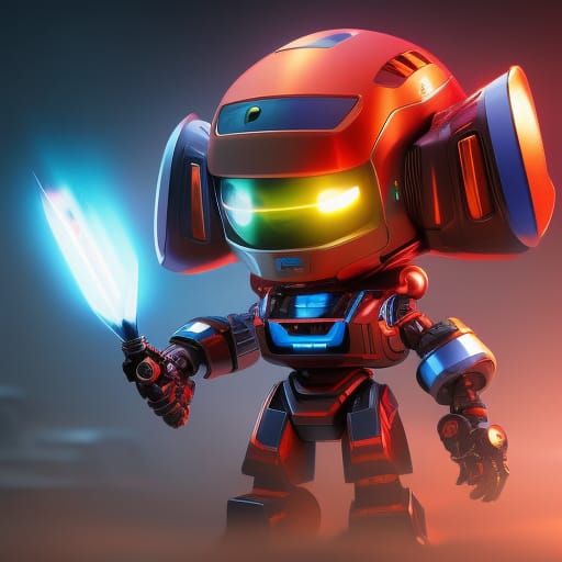 chibi robot 8k resolution concept art hyperdetailed intricately detailed trending on Artstation volumetric lighting Unre...