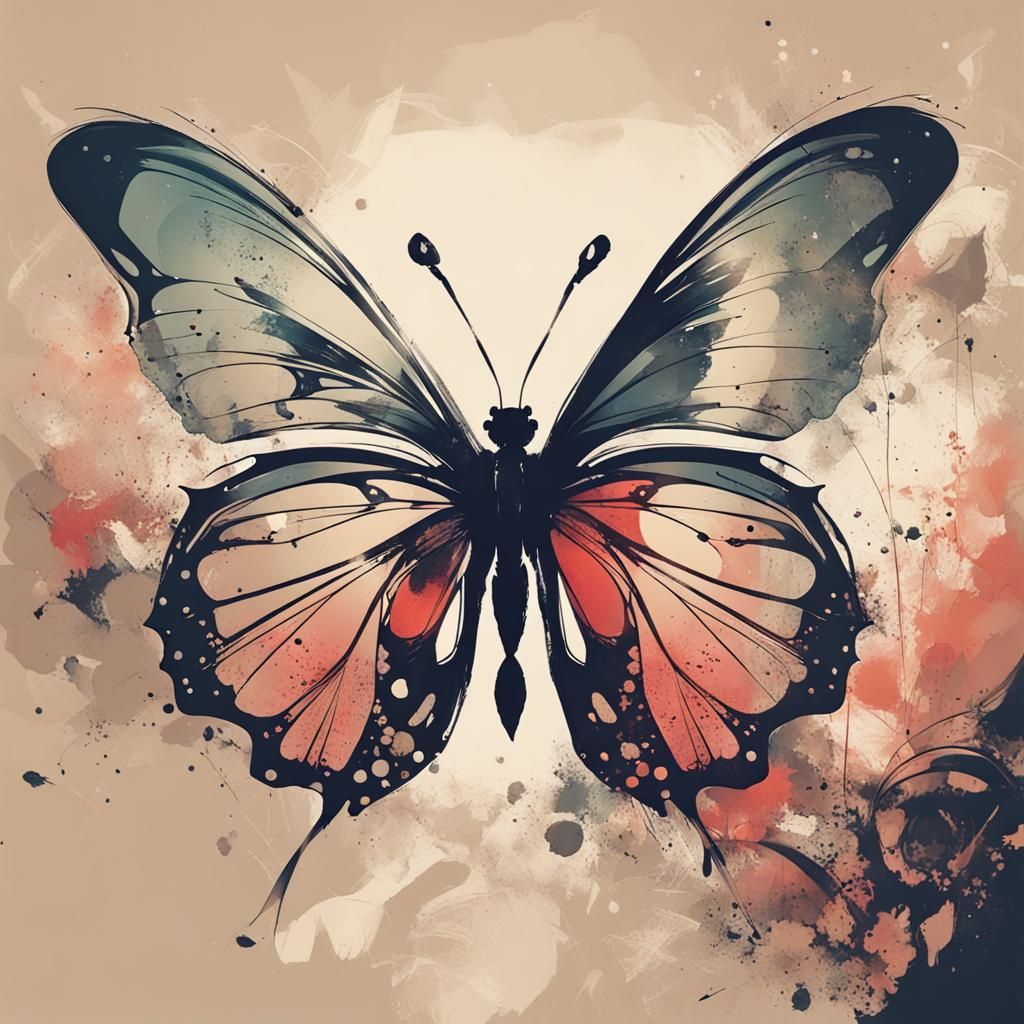 Butterfly in Brut Art Style
