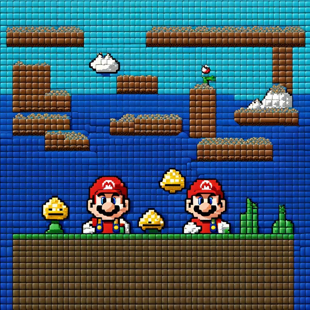 Super Mario Underwater Level in 8-bit Pixel Art