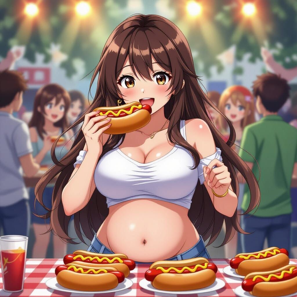 Anime Woman Wins Hotdog Eating Competition