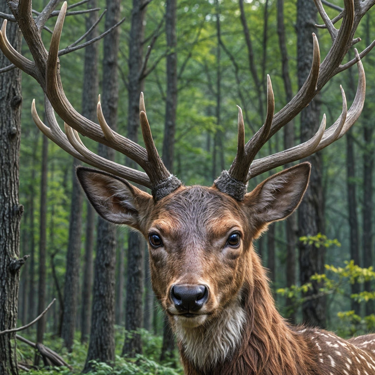 Boy with Antlers in Hyperrealistic Sci-Fi Style