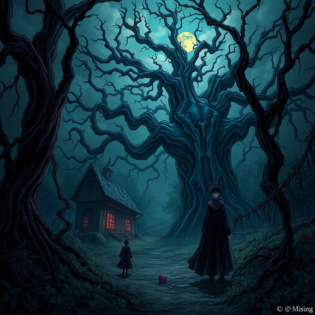 Haunting Anime Key Visual in Gothic Manga Style