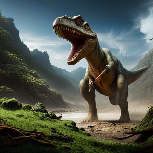 Detailed Dinosaur Matte Painting in Deep Color