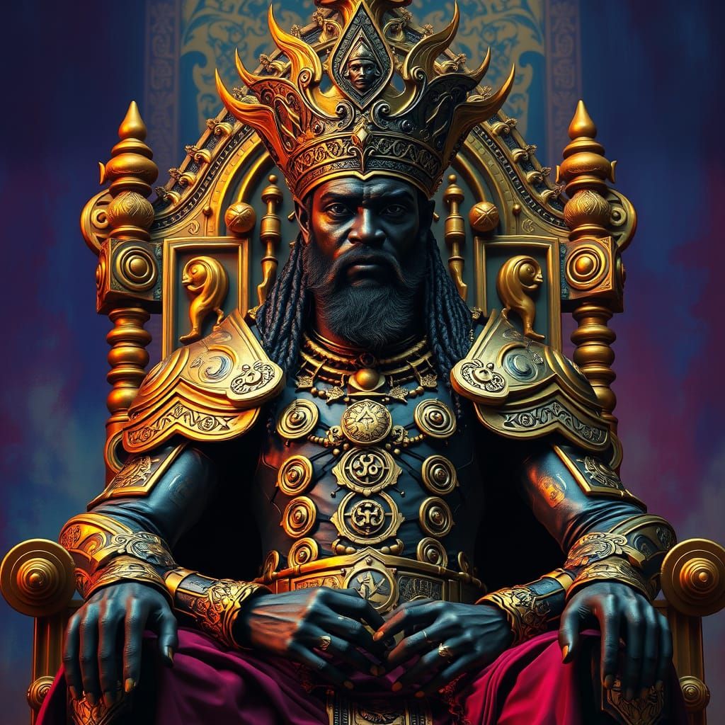 Regal Ebony King Radiates Wisdom and Power