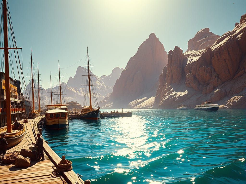 Mars Seaport in Hyperdetailed Cinematic Style