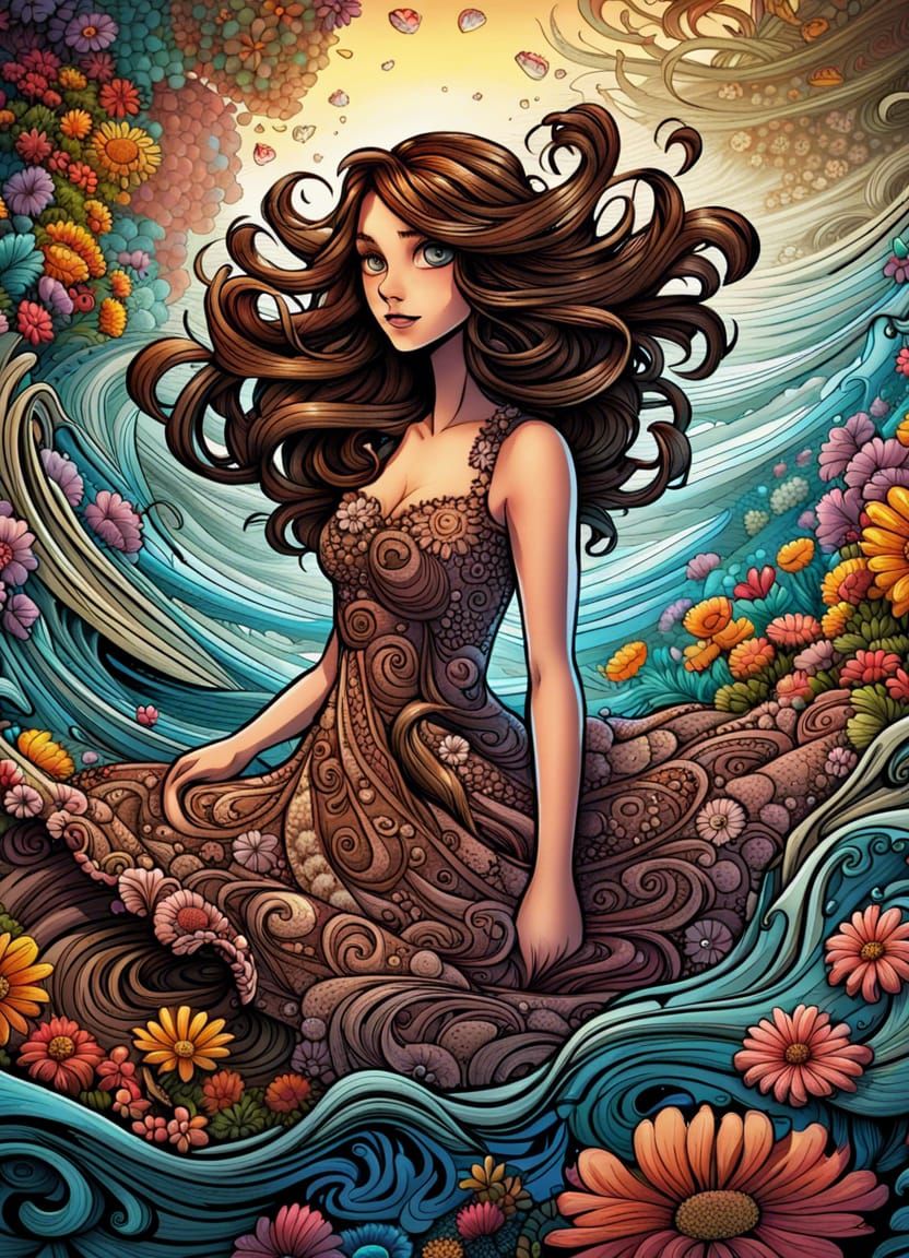 Flower Girl in Comic Book Style