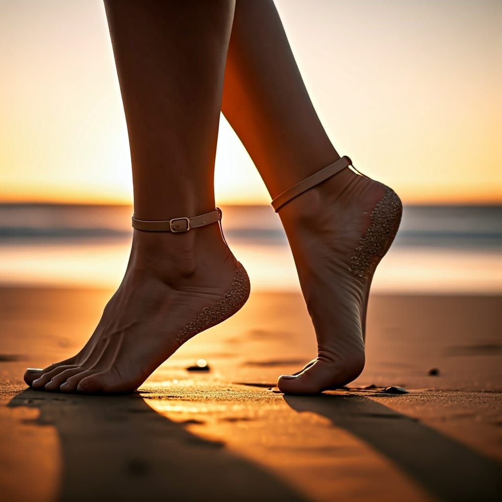 Bare Feet on Beach in Digital Art Style