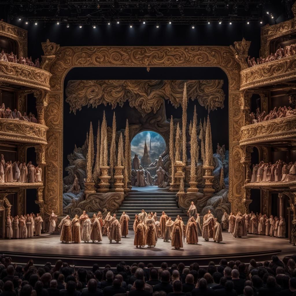 Lavish Stage Decoration During Nabucco Performance