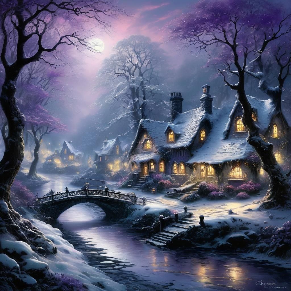 Whimsical Winter Night in Faerie Dale, in a Dreamy Aesthetic