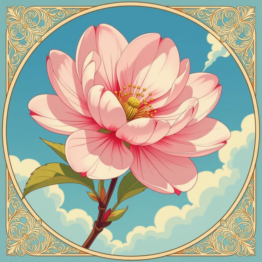 Majestic Sakura in Nouveau Art Style
