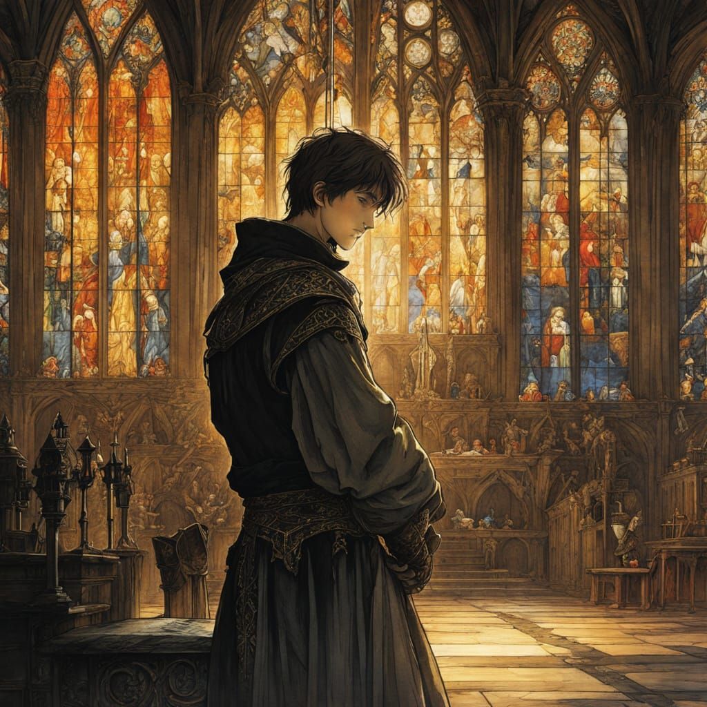 Mysterious Boy in a Chapel Scene