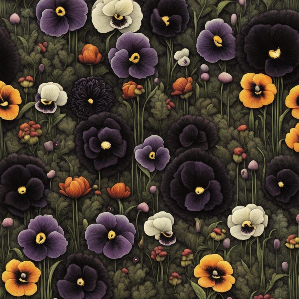 Gothic Flower Garden in Dark Art Style