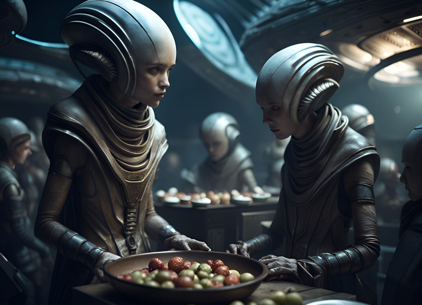 Extraterrestrial Fashion Show: Hyperrealistic Sci-Fi Art
