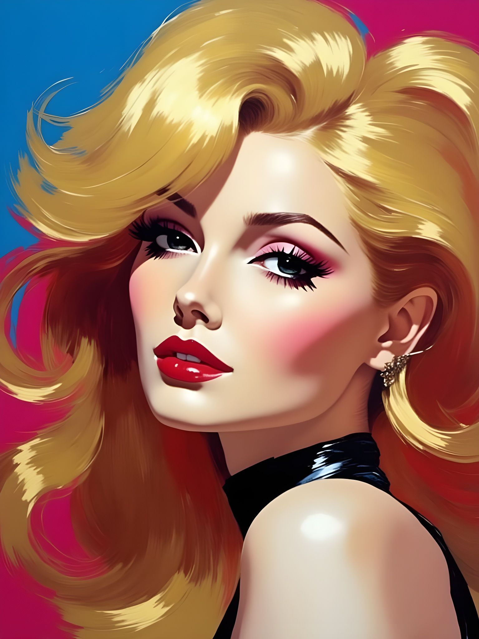 Abstract Expressionist Painting of a Las Vegas Showgirl