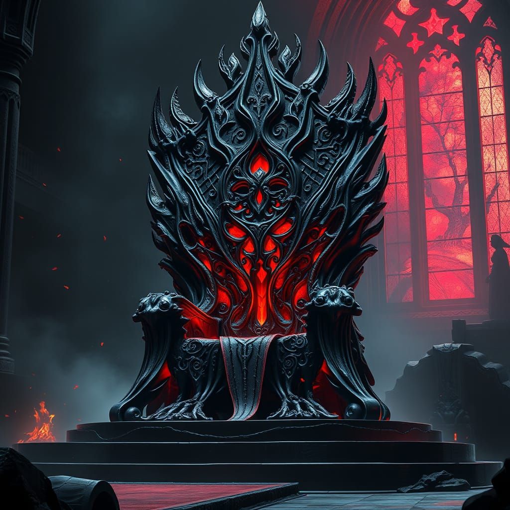 Colossal Dark Fantasy Throne in Hyper-Realistic Style