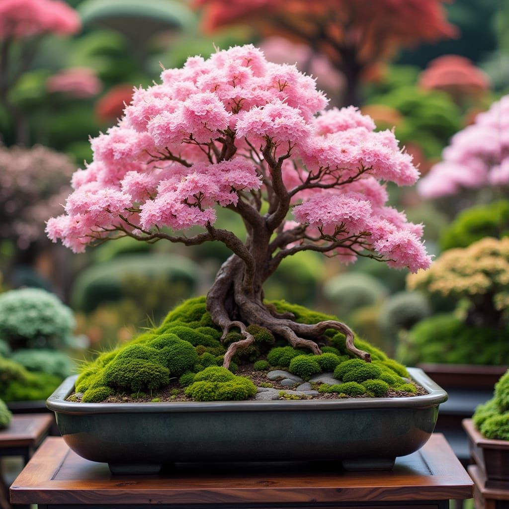 Cherry Blossom Bonsai in Pop Art Style