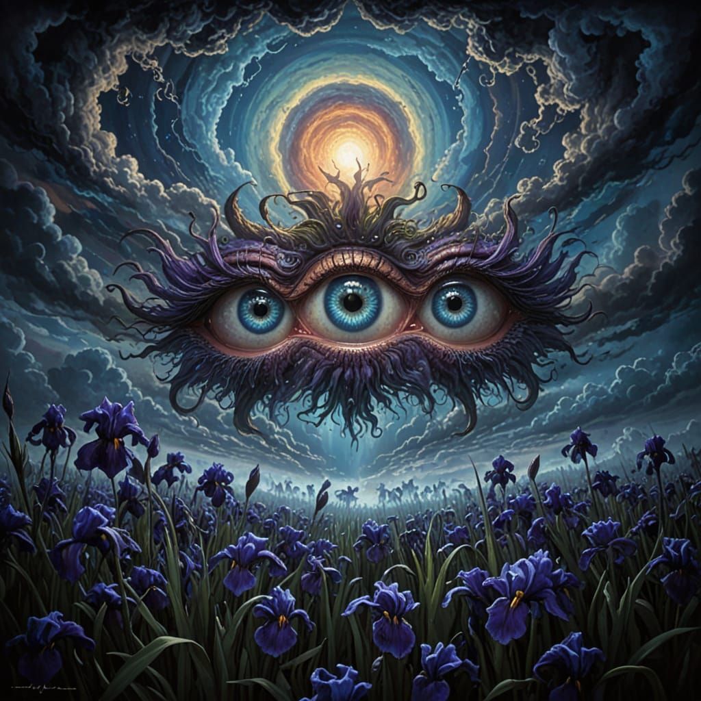 Eldritch Eyes in Psychedelic Skies: A Surrealist Vision