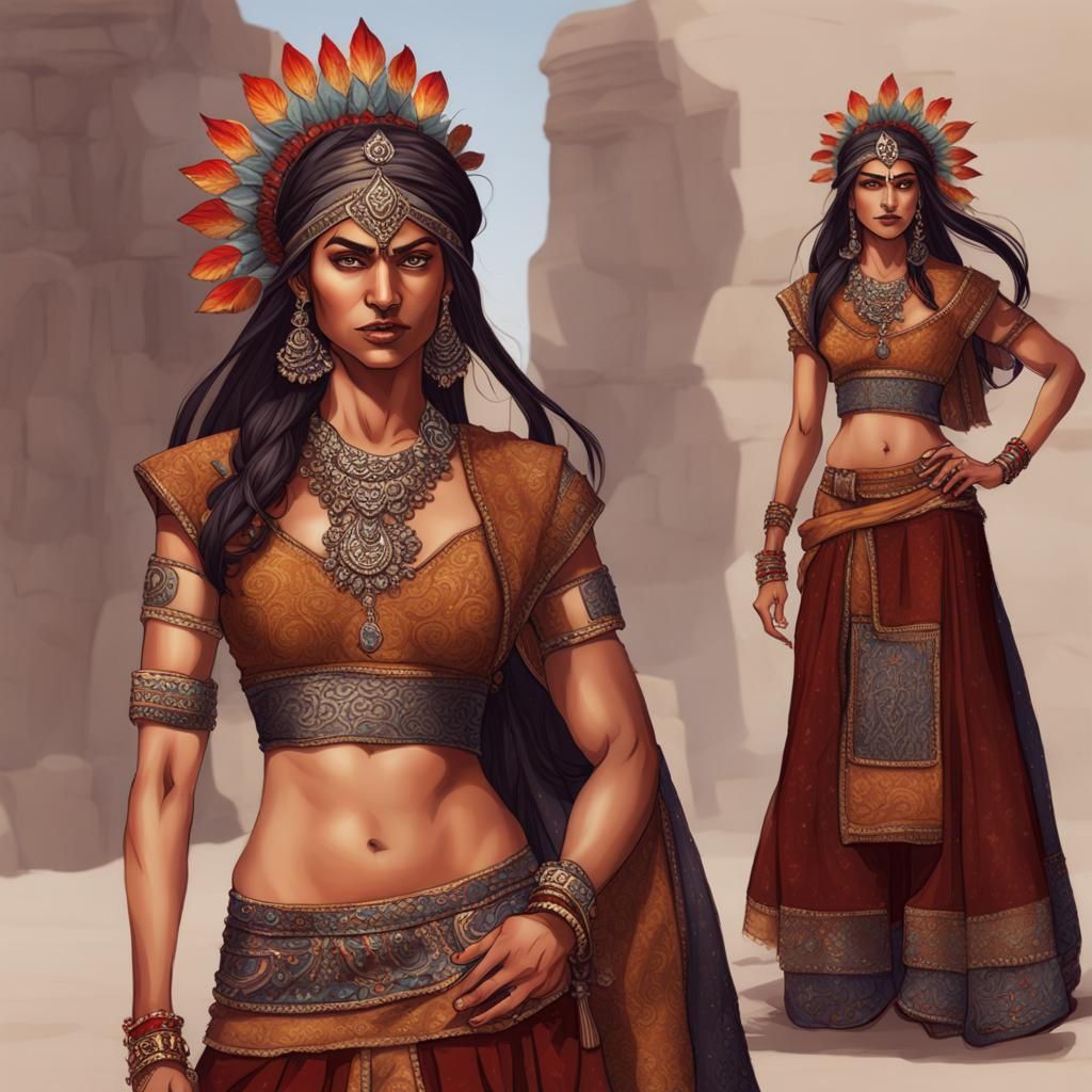 Indian-Inspired Lesbian Outfit in a Fantasy World