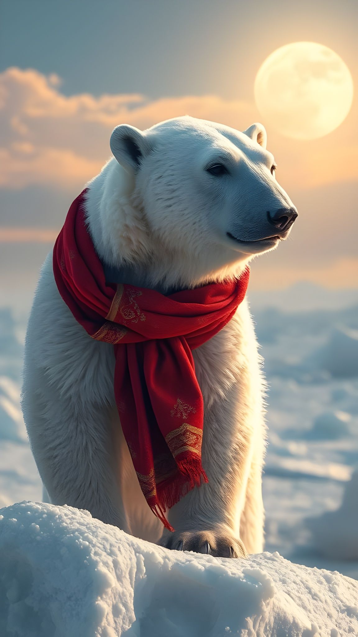 Surreal Polar Bear in Photorealistic Winter Wonderland