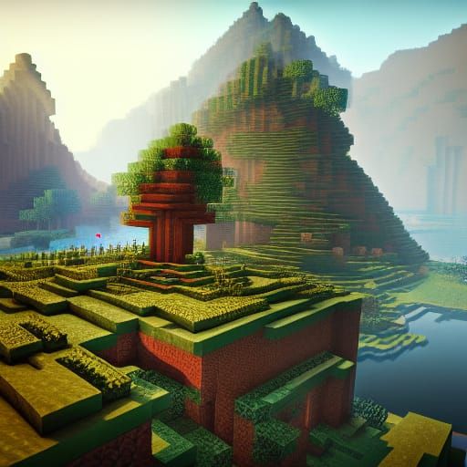 Detailed Minecraft Matte Painting in Deep Color