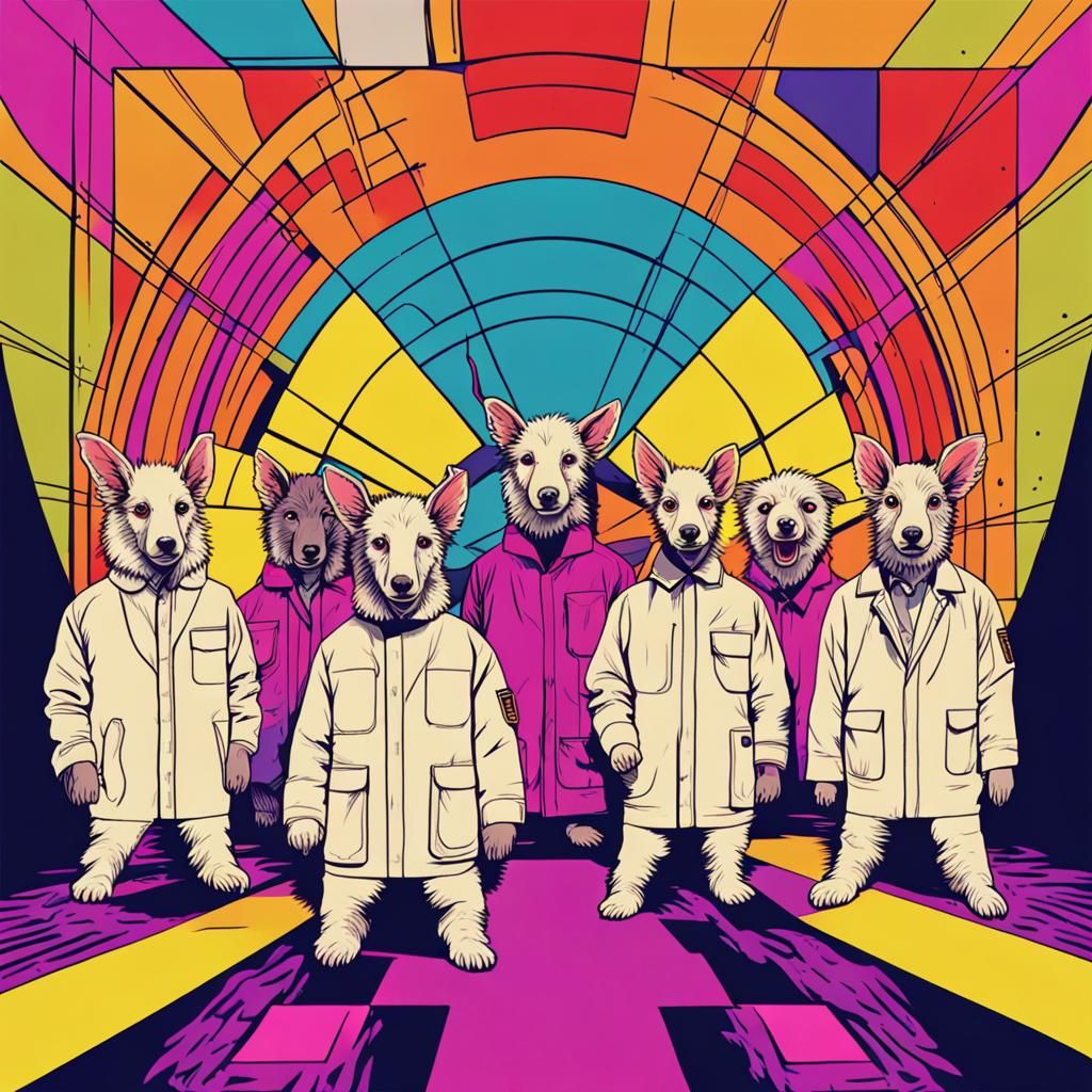 Furry Animals Raving: 90s Pop Art Digital Print