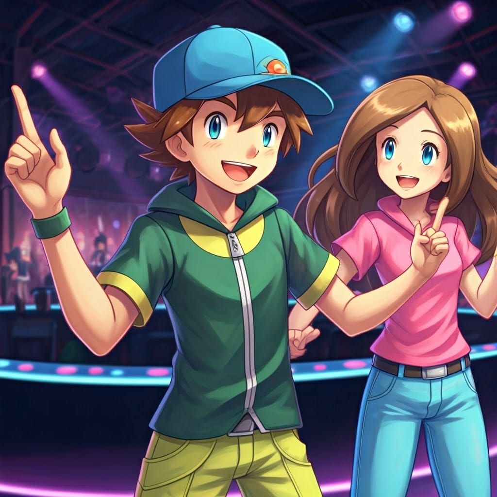 Pokémon Trainers Dance Together in Vibrant Nightclub Scene