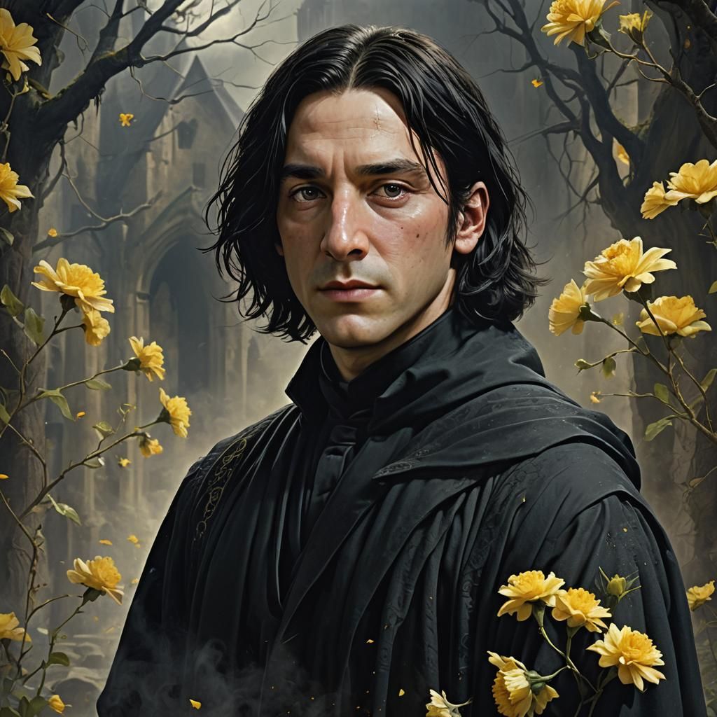 Young Snape with Flower: Detailed Fantasy Art