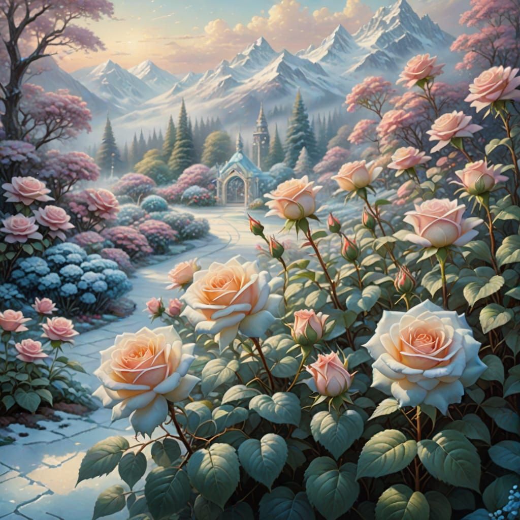 Rose Garden on Glacier in Ethereal Light