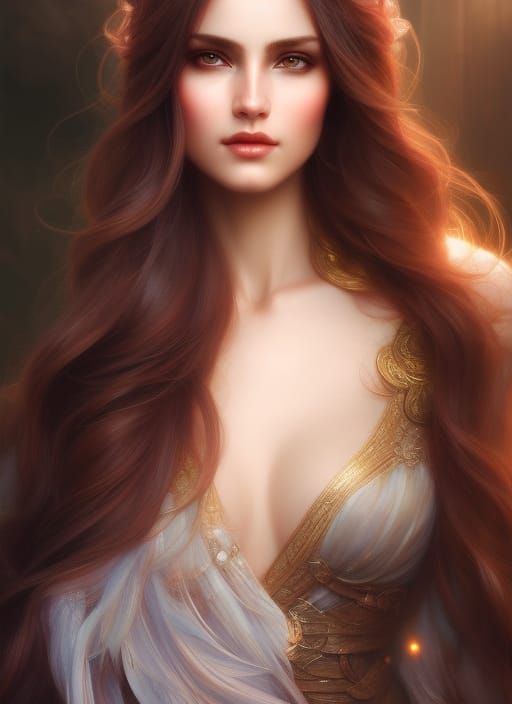 Exquisite Goddess Portrait in Art Nouveau Style