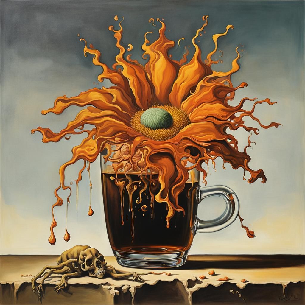 Surreal Wilted Flower Asleep: Salvador Dali Style