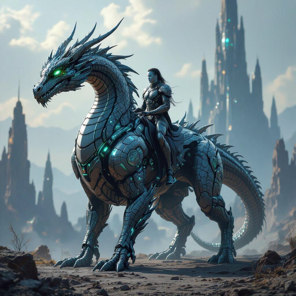 Cybernetic Dragon Rider Entity in Nexus