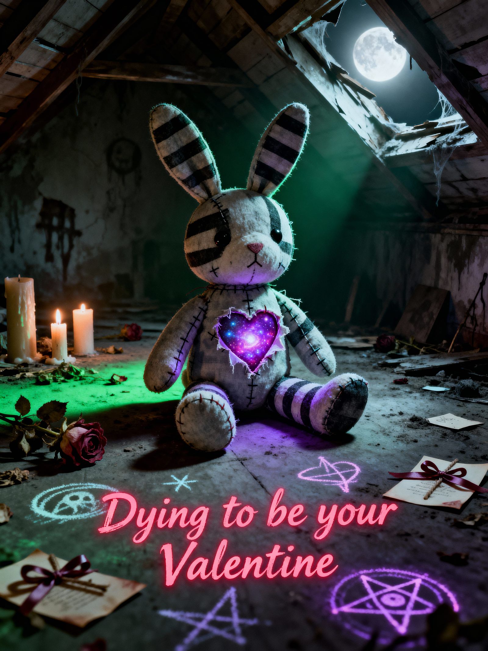 Stitched Bunny Plush Toy in Dusty Attic