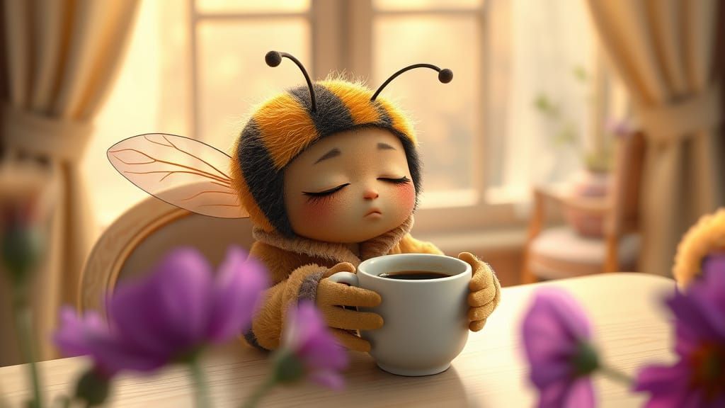 Bumble Bee Asleep in Poppy, Pixar Style