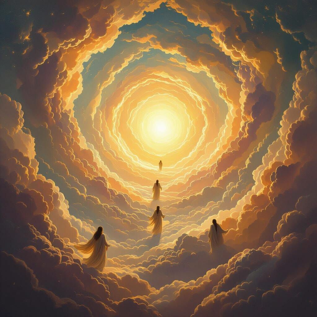 Divine Celestial Landscape with Ascending Beings