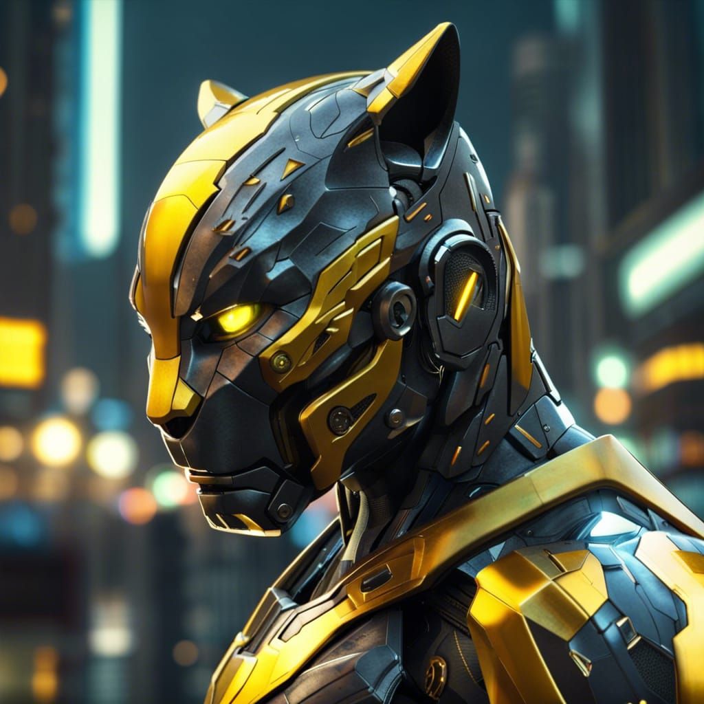 Mecha puma yellow black 🦾🟡◼️🐈‍⬛