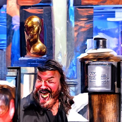 Golden Globes Impasto Painting: Gervais and Momoa