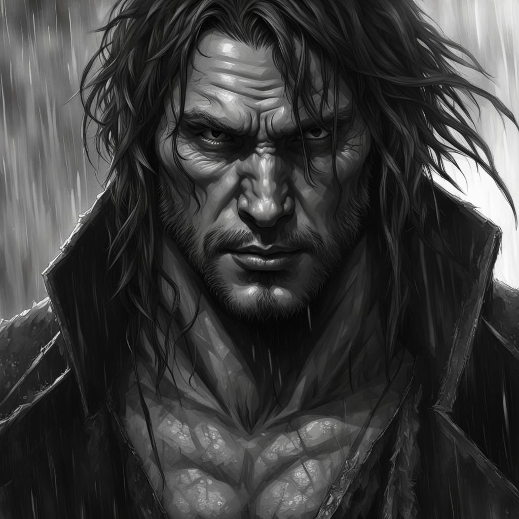 Wolfish Man Portrait in Dark Fantasy Style