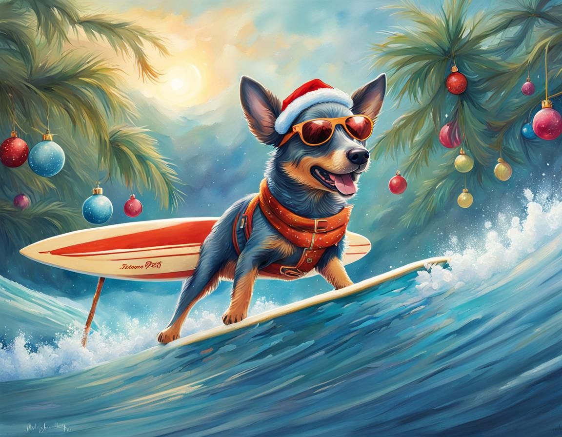 Surfing Dog Blue Heeler