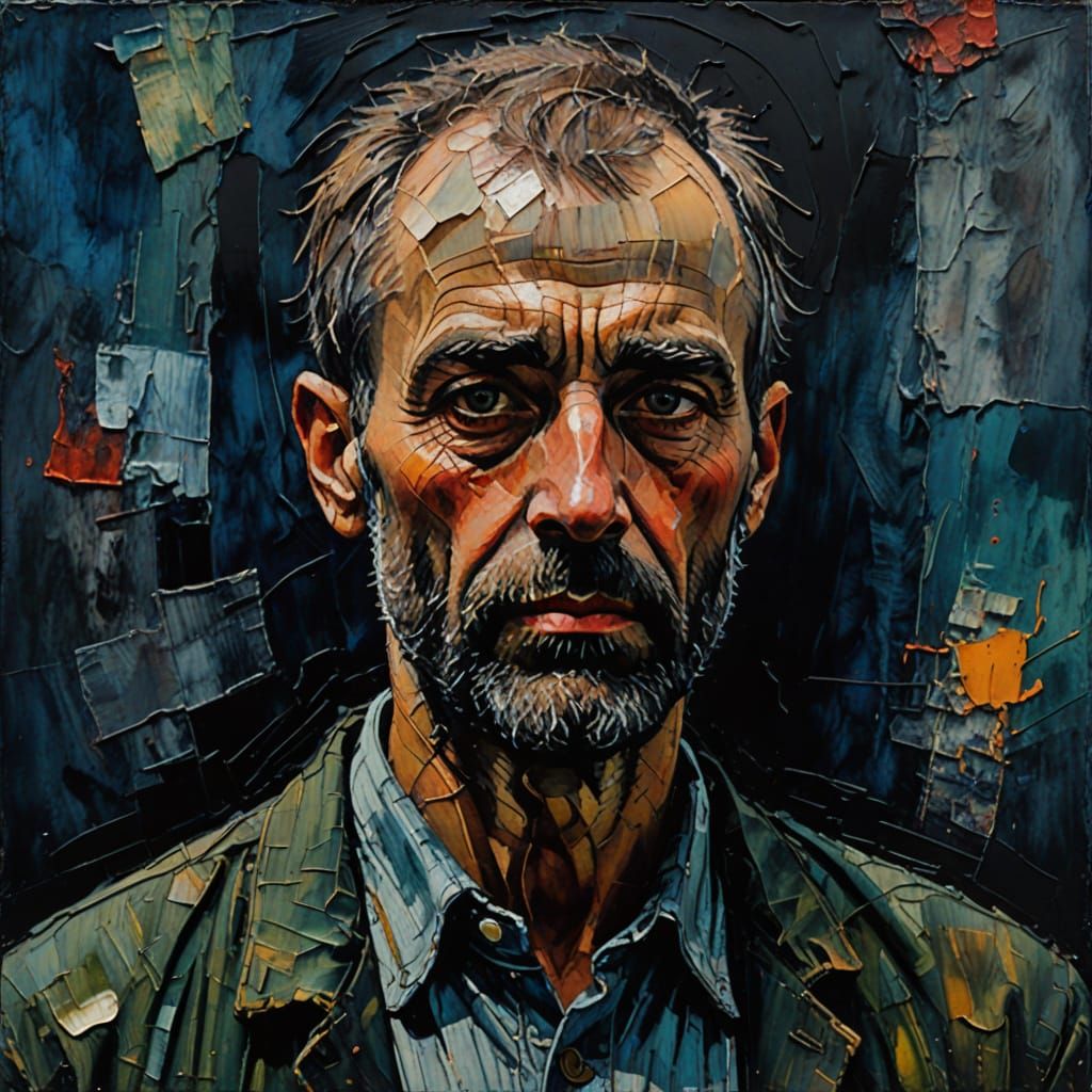 Expressionist Portrait with Vibrant Impasto Texture