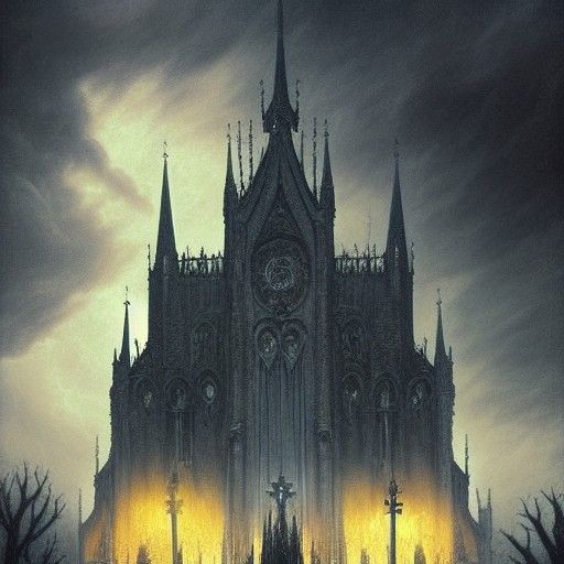 Terrifying Church of Satan in Studio Ghibli Style