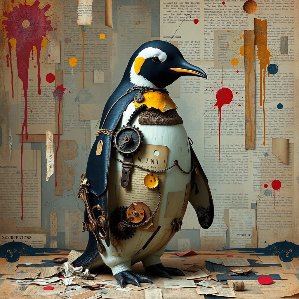 Penguin in a Mosaic of Melancholy