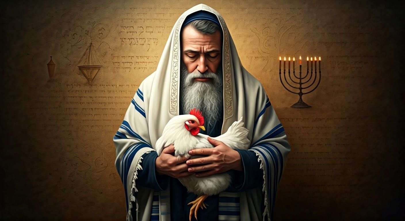 Kaparot Ritual: Hebrew Illumination Style Image