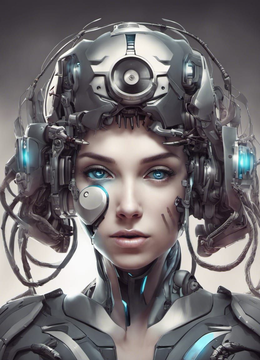 Cyborg Girl with Cybernetic Enhancements