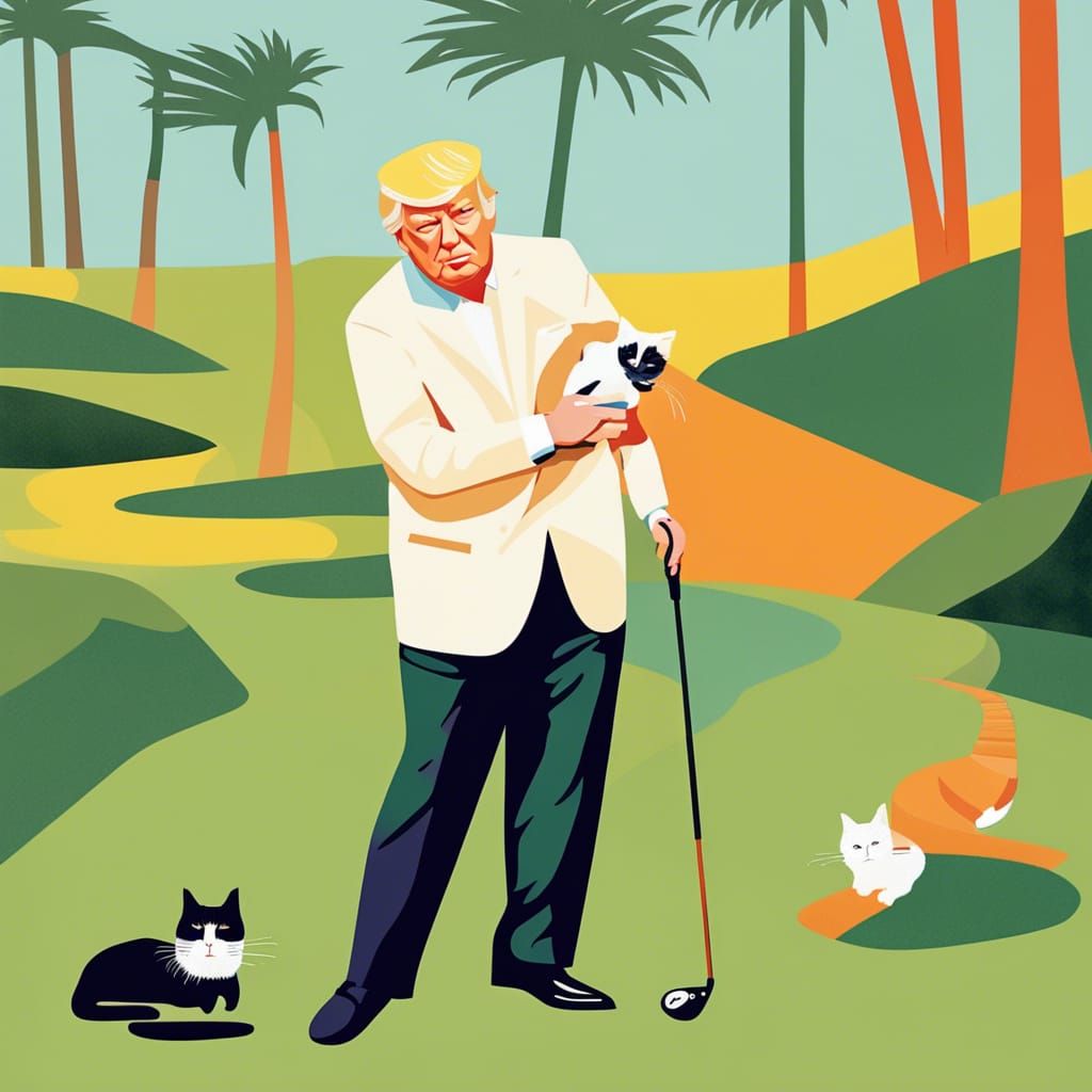 Donald Trump Holding a Cat, Abstract Art