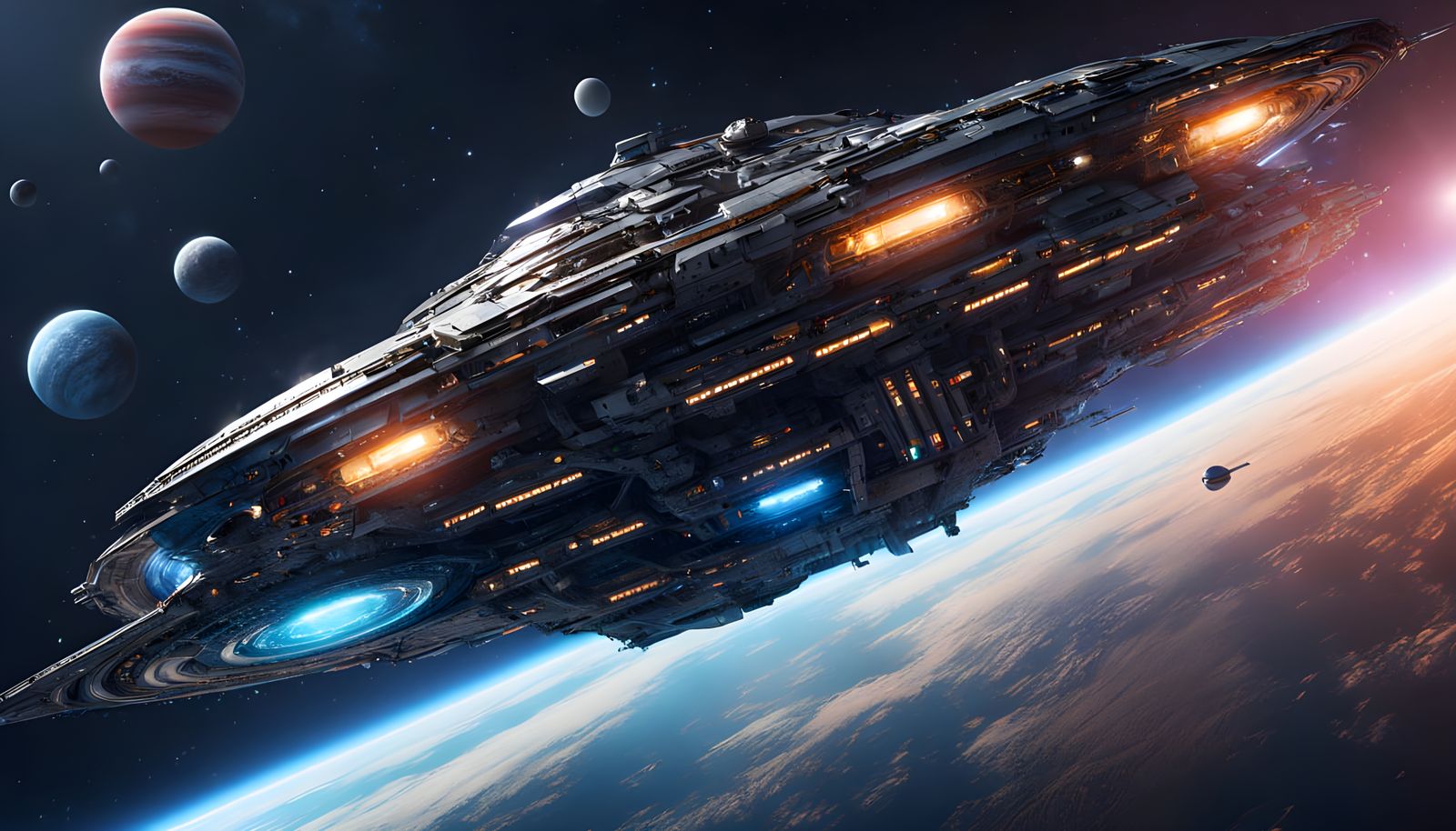 Hyperrealistic Interdimensional Spaceship in Futuristic Styl...