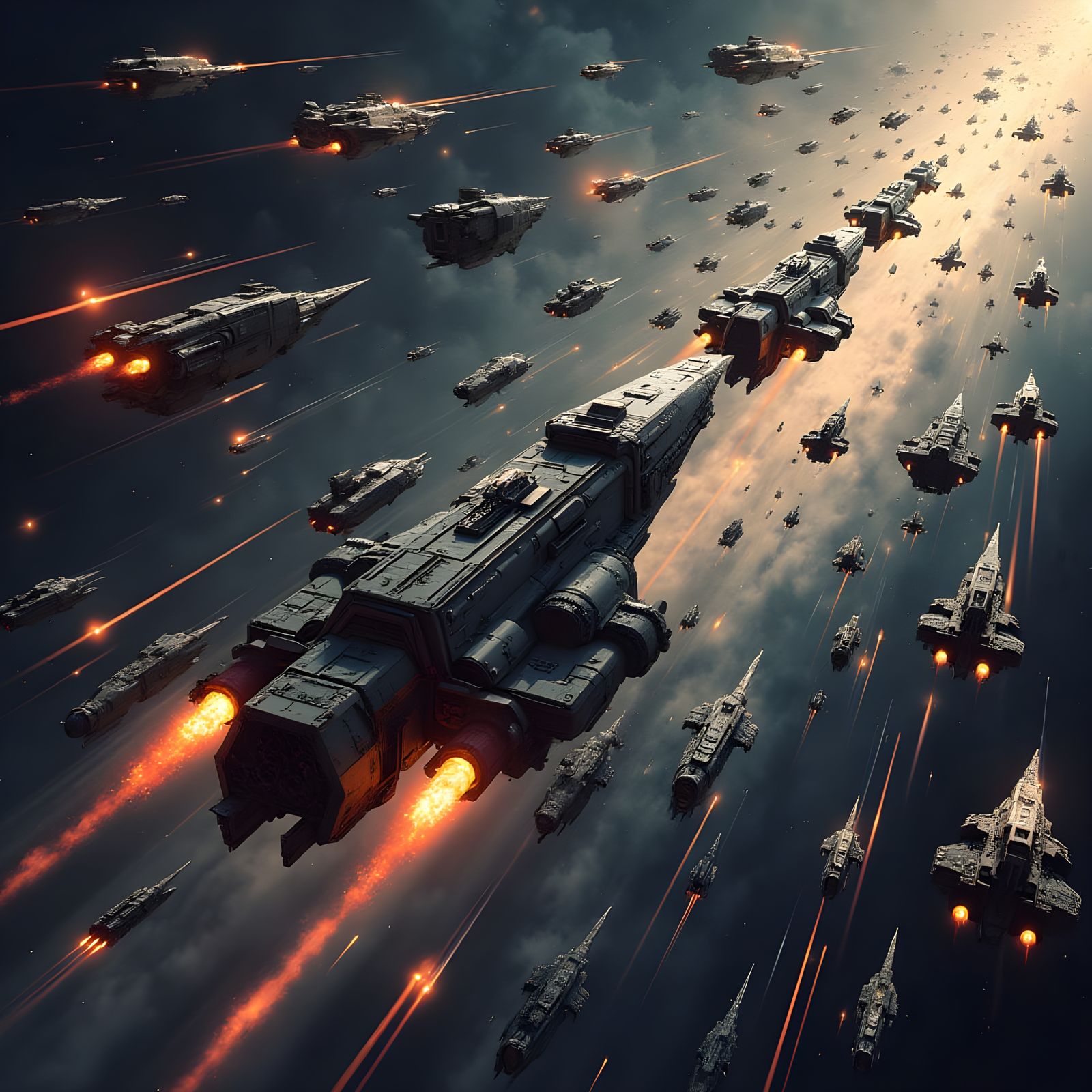 Epic Space Battle in Futuristic Comic Fantasy Style