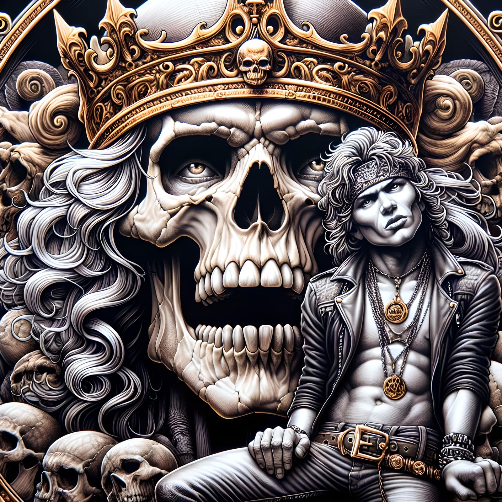 Skull wearing a crown, Axl Rose