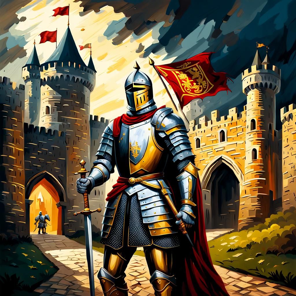 Knight in Shining Armor Oil Painting