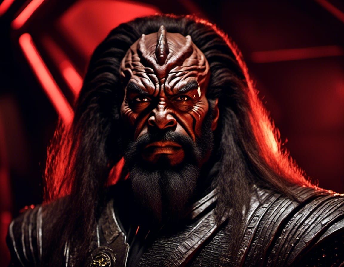 Klingon Warrior Portrait in Dark Spaceship